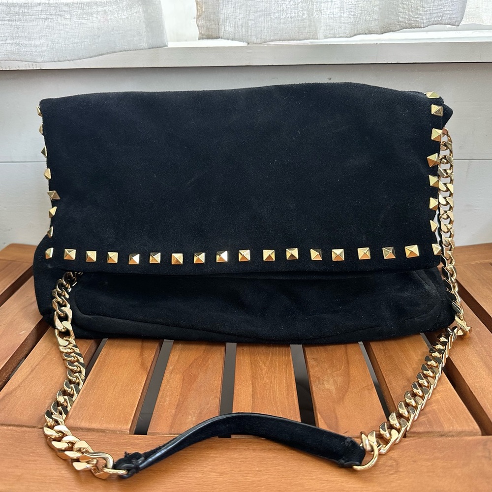 Black Suede Studded Zara Shoulder Bag